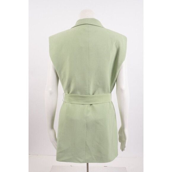 Zara Womens Tuxedo Collar Vest Waistcoat Gilet Belted XXL Green 7760/816 NWD - Picture 5 of 7